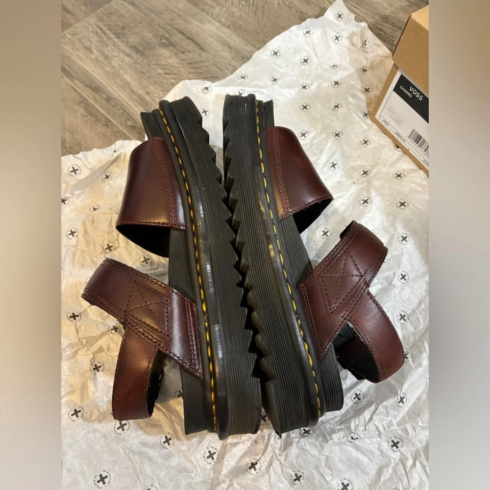 Dr. Martens Voss Women’s Sandals Charro Brando Leather Burgundy Brown Size US 9 - Picture 8 of 9